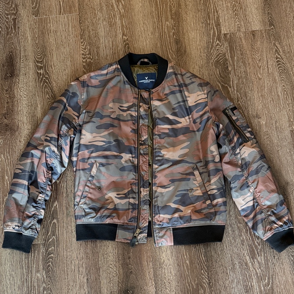 American Eagle Outfitters Camo Bomber Jacket